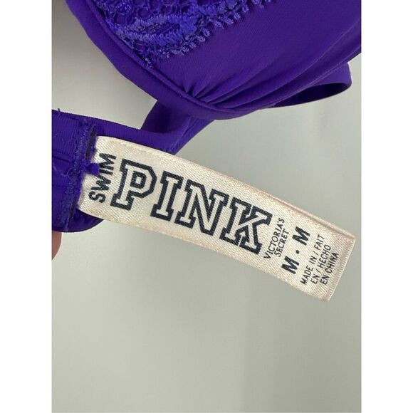 Vintage PINK 2012 purple Lace padded swim top size medium - Picture 3 of 11